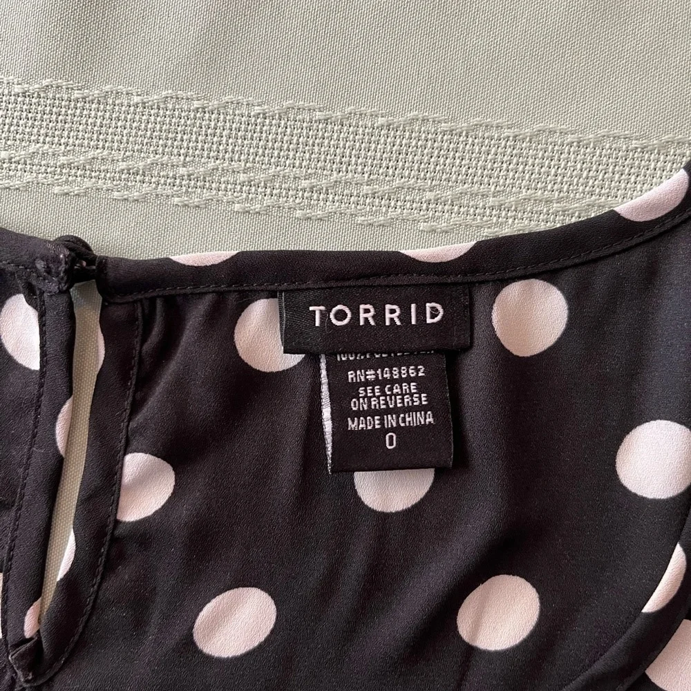 Torrid Black and White Polka Dot Blouse - Picture 2 of 4